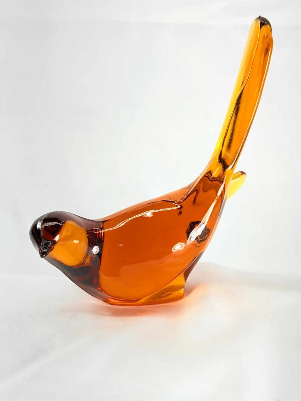 Fenton Amber Orange Glass Bird Figurine